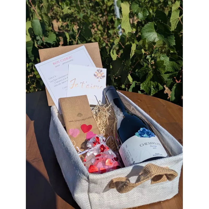 Pack Cadeau Romantique Duo : Vin, Chocolat & Immersion Beaujolais